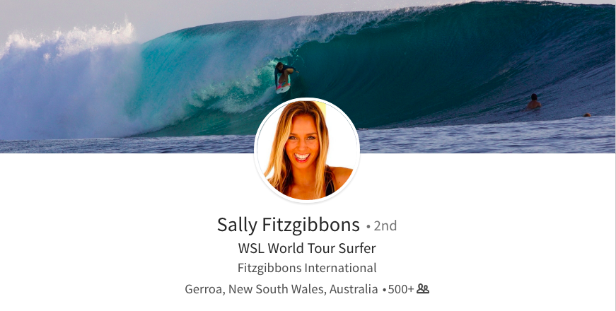 linkedin background photo ideas wave surfing sally fitzgibbons wsl world tour professional surfer