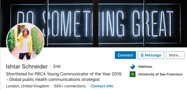 linkedin header image example do something great quote Ishtar Schneider