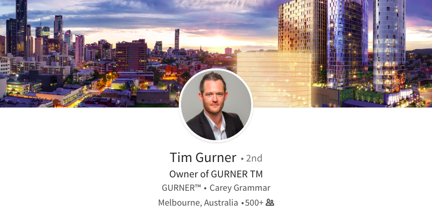 linkedin profile cover photo city buildings cityscape tim gurner property developer