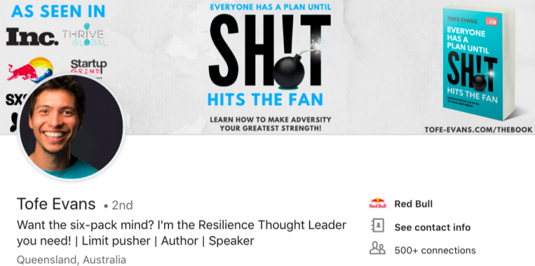 linkedin profile cover photo ideas author writer style tofe evans