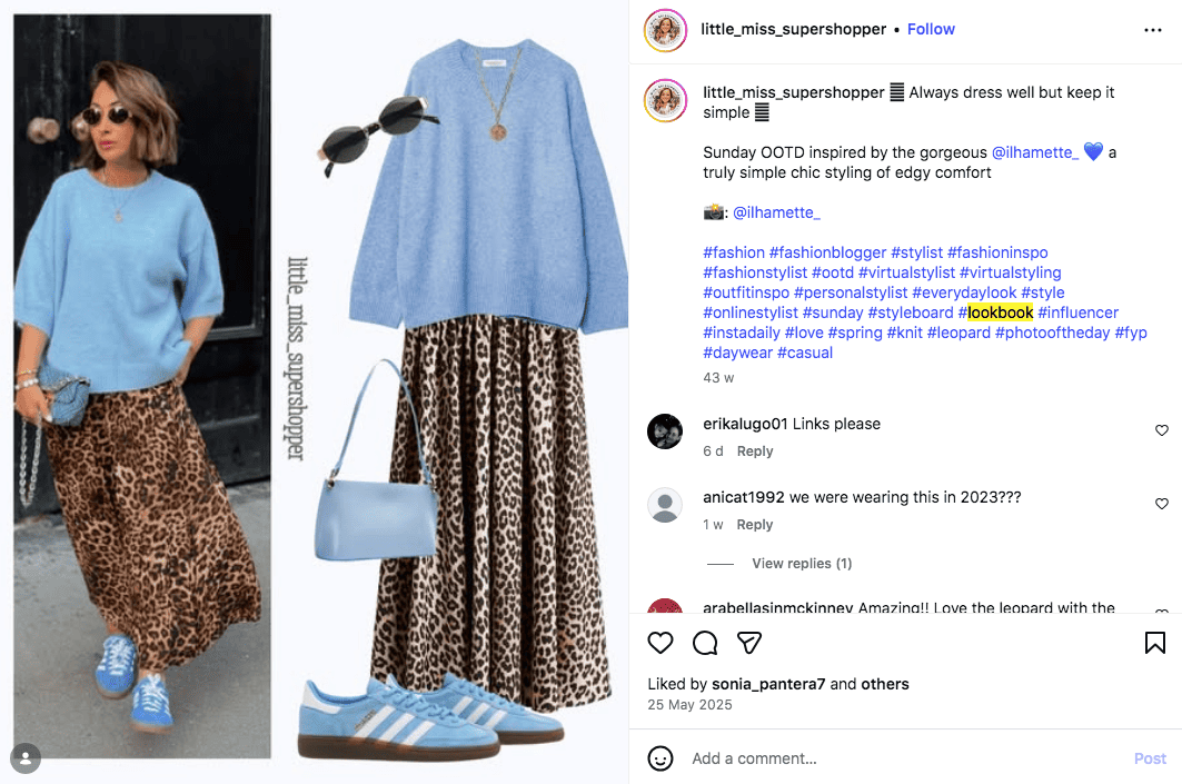 #lookbook a popular fashion hashtag on Instagram