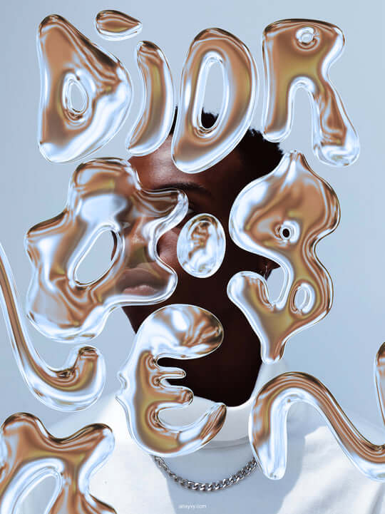 metallic 3d font bubble 70s hippie wobbly letters trend