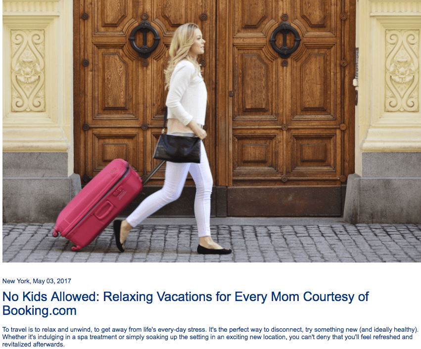 mothers day marketing campaign example - booking.com