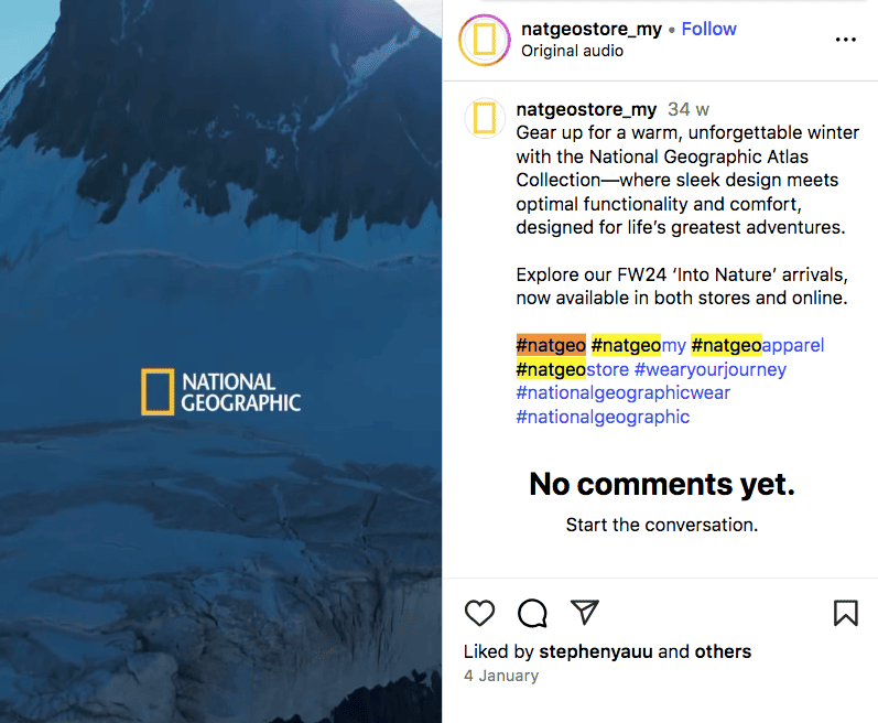 #natgeo a popular travel hashtag on Instagram