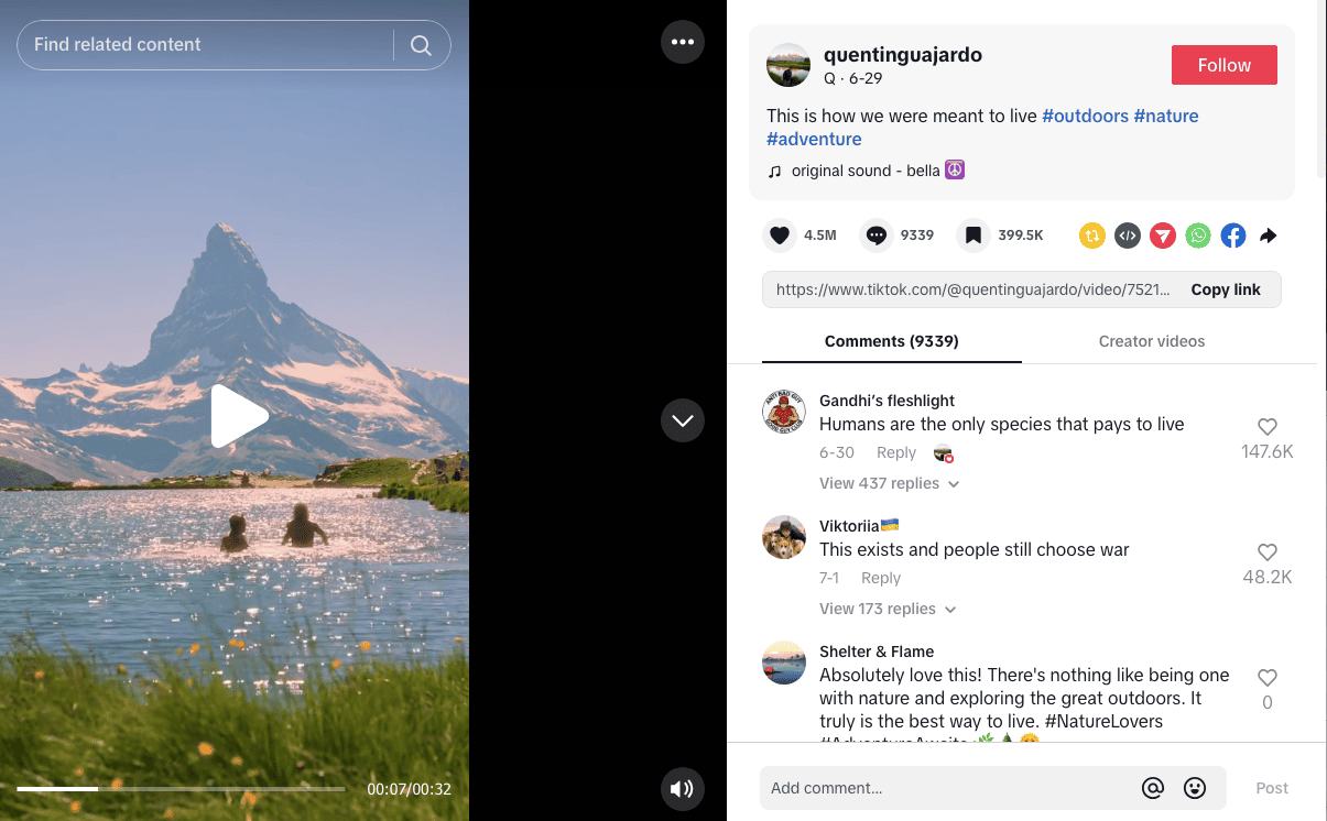#nature one of the best TikTok hashtags for views