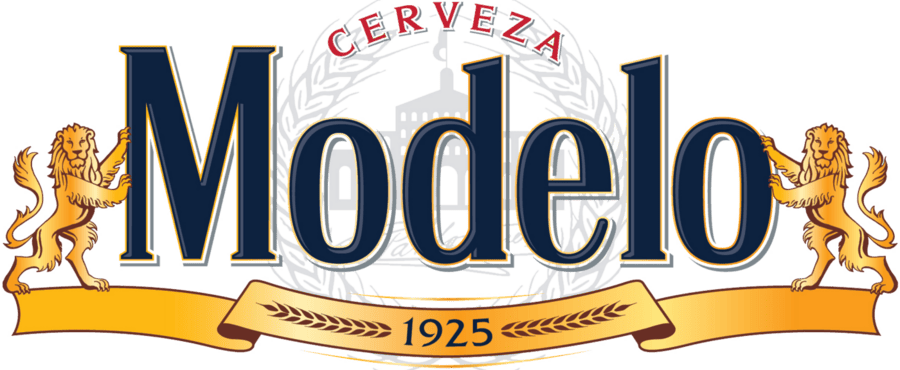 new Cerveza Modelo beer logo horizontal 1925 lions holding wordmark high contrast png
