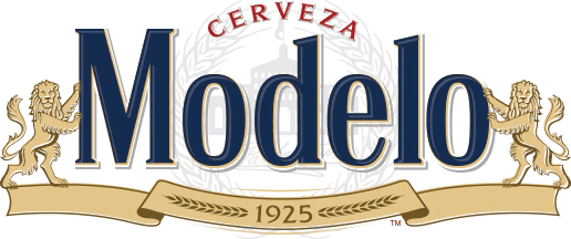 new Cerveza Modelo beer logo horizontal 1925 lions holding wordmark low contrast png