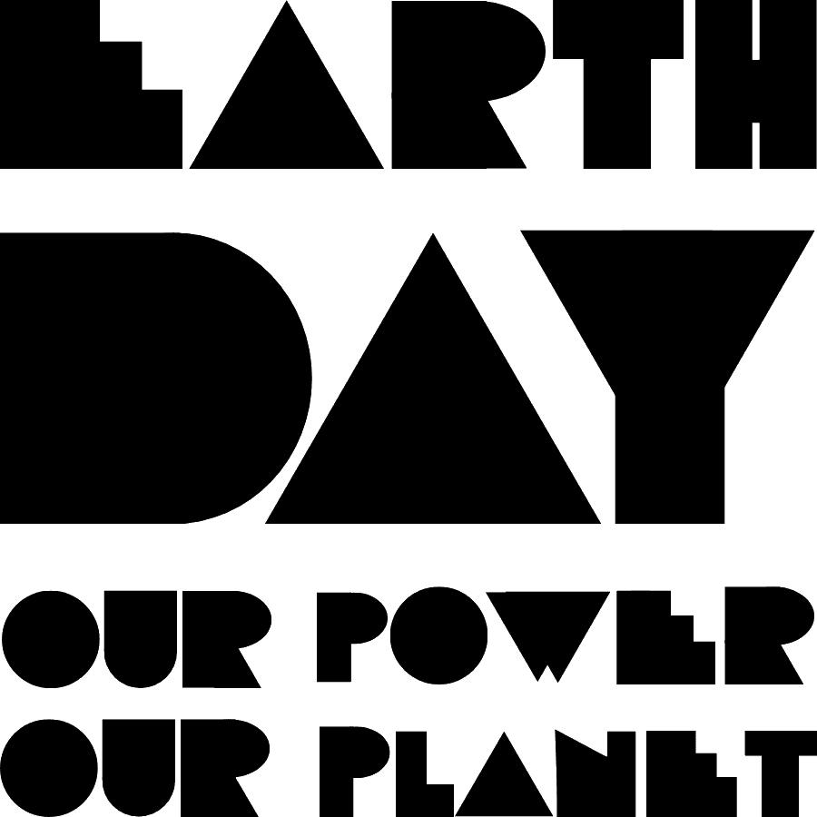 new Earth Day logo 2026 black PNG our power our planet slogan theme large size