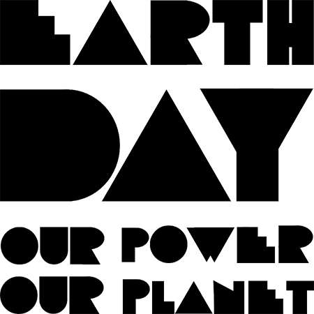 new Earth Day logo 2026 black PNG our power our planet slogan theme medium size