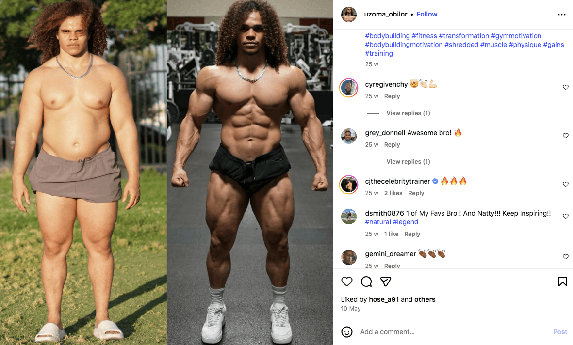 #physique a popular fitness hashtag on Instagram