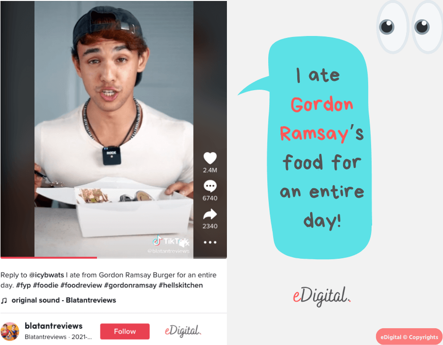 popular food hashtags TikTok blatant reviews Gordon Ramsay