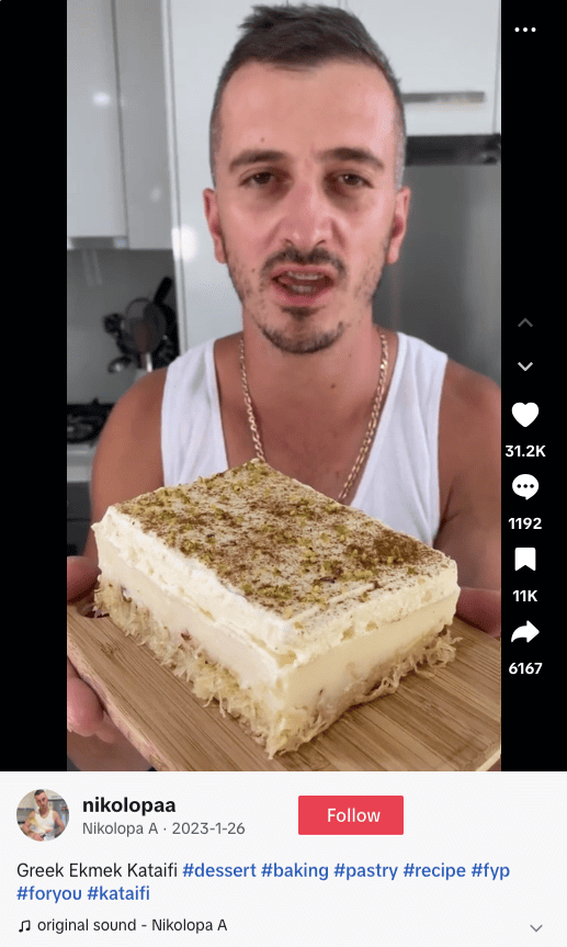 #recipe a popular food hashtag on TikTok