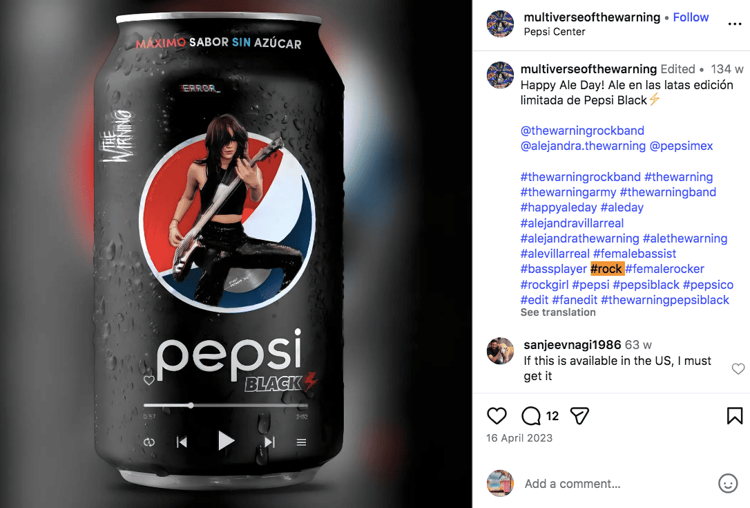 #rock popular music hashtag on Instagram