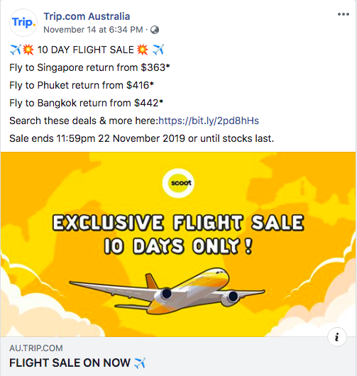 sale discount promotion deal content idea example trip.com