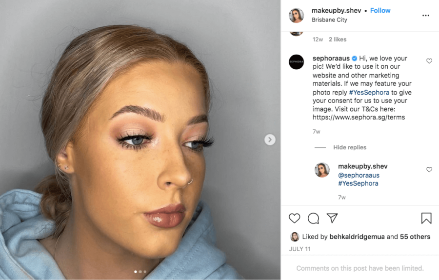 sephora ugc permission example