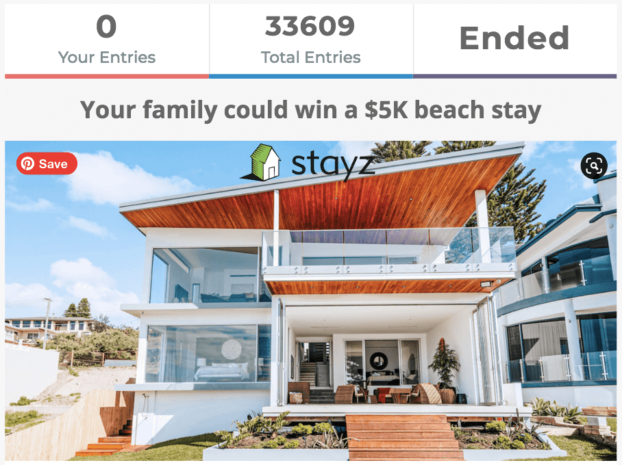 stayz competition beach house $5 thousand value Feb 2021