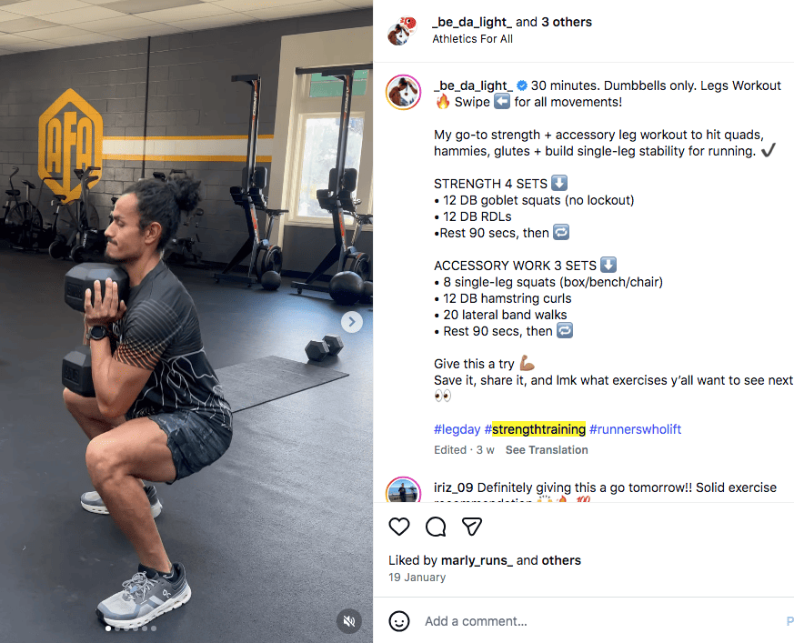 #strengthtraining a popular gym hashtag on Instagram