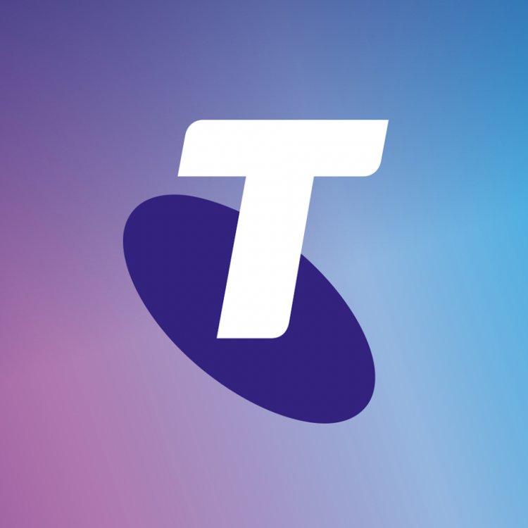 telstra logo purple background