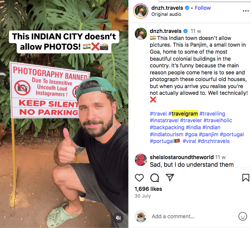 #travelgram a popular travel hashtag on Instagram