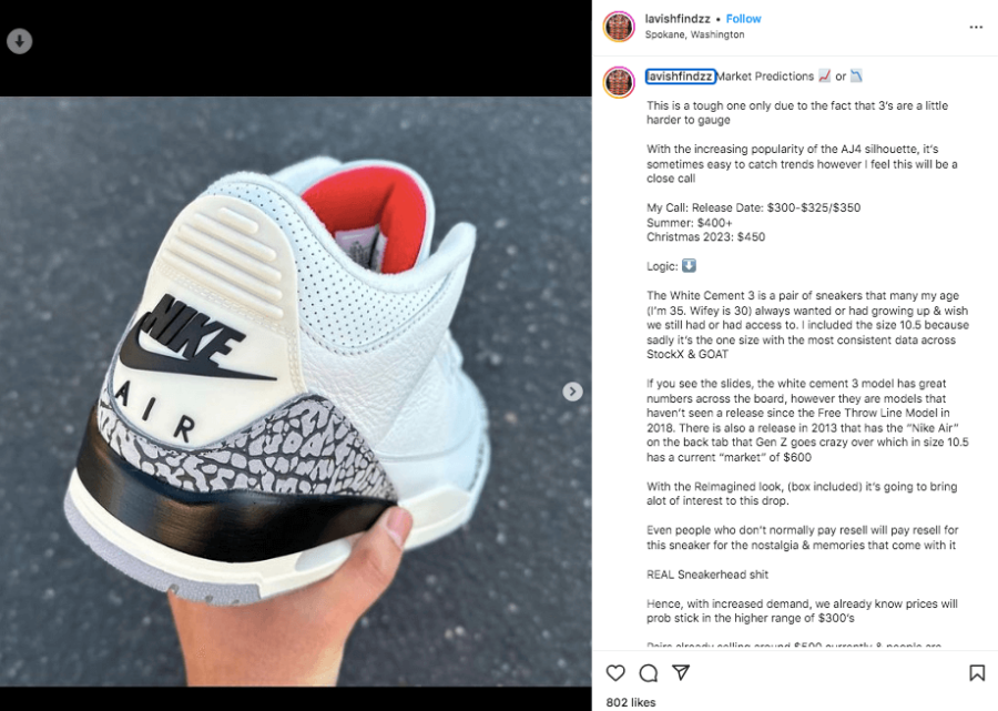 user generated content example Nike Air White Cement 3