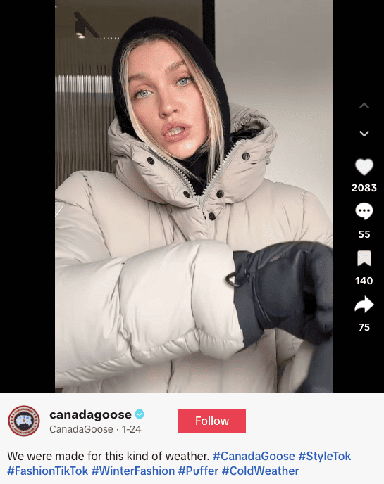#winterfashion one of the best fashion hashtags for TikTok