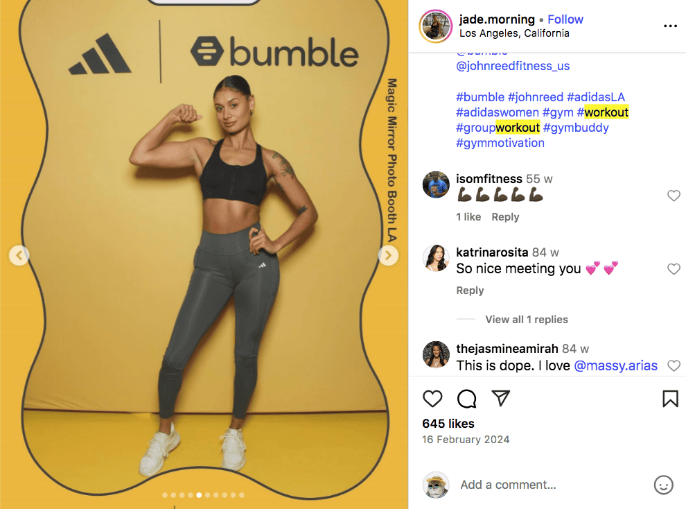 #workout a popular fitness hashtag on Instagram