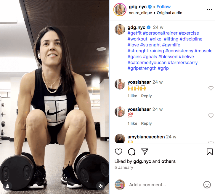 #workout a popular gym hashtag on Instagram