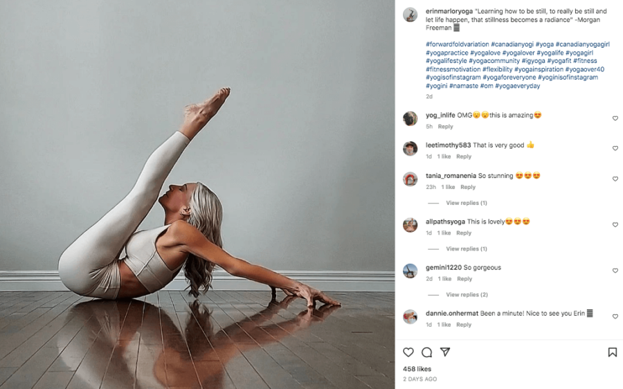 #yogalifestyle popular yoga hashtags Instagram foward fold pose variation